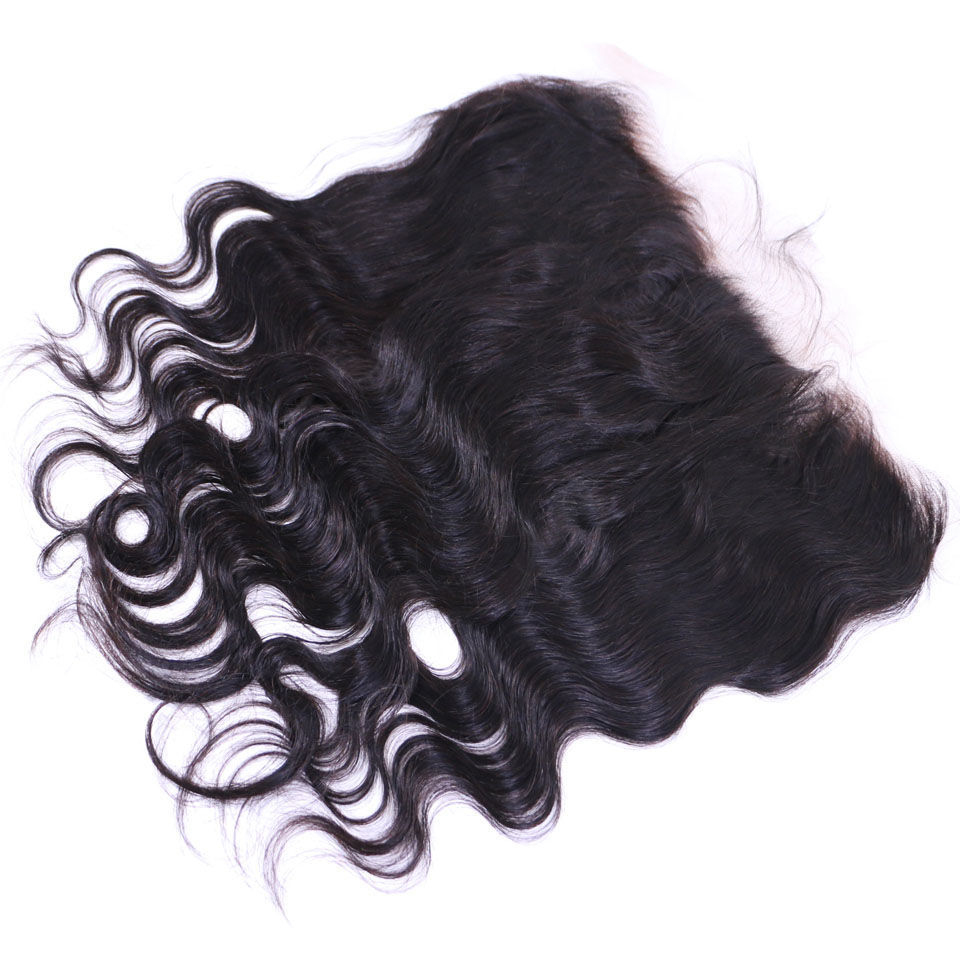Photo de Synthetic Hair Extension Ear to Ear Lace Frontal Closure 13x4 13x6 Transparent Lace Pre Plucked Brazilian Body Wave Human Hair Virgin Hair