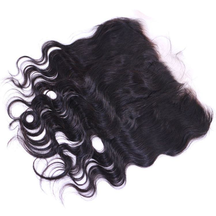 Picture of Synthetic Hair Extension Ear to Ear Lace Frontal Closure 13x4 13x6 Transparent Lace Pre Plucked Brazilian Body Wave Human Hair Virgin Hair