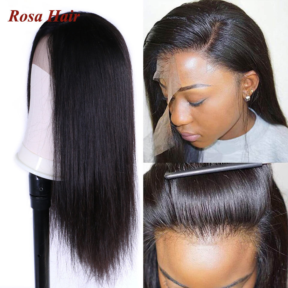 Photo de Rosa Hair Straight Front Wigs for Women Lace Front Human Hair Wigs Brazilian Straight T Part Lace Frontal Wig