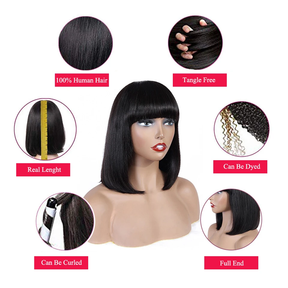 Picture of Synthetic Hair Short Bob wig 8lnch Maching Made wig